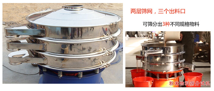 三個(gè)出料口,兩層篩網(wǎng)